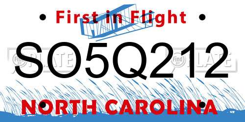 SO5Q212 North Carolina License Plate