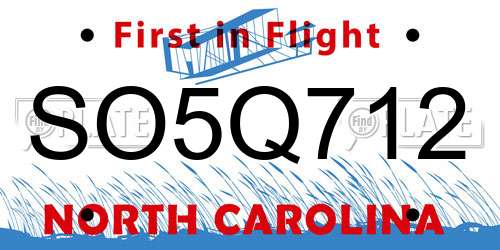 SO5Q712 North Carolina License Plate