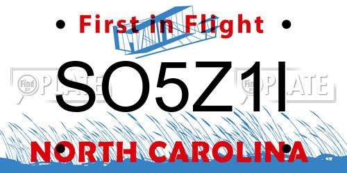 SO5Z1I North Carolina License Plate