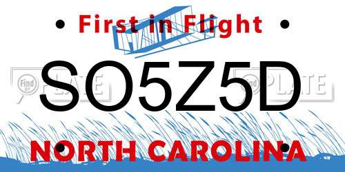 SO5Z5D North Carolina License Plate