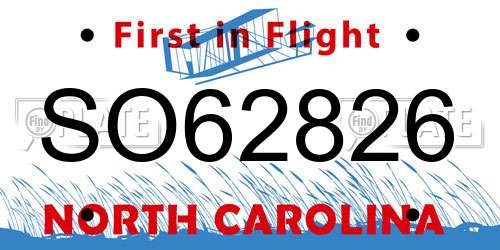SO62826 North Carolina License Plate