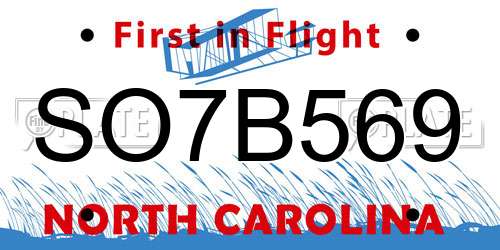 SO7B569 North Carolina License Plate
