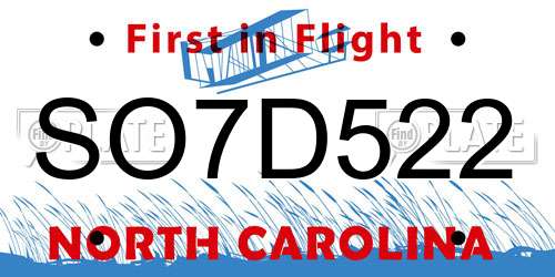 SO7D522 North Carolina License Plate
