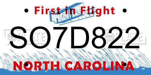 SO7D822 North Carolina License Plate
