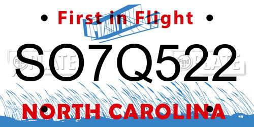 SO7Q522 North Carolina License Plate