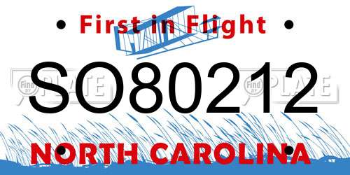 SO80212 North Carolina License Plate