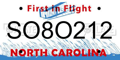SO8O212 North Carolina License Plate