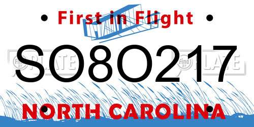 SO8O217 North Carolina License Plate