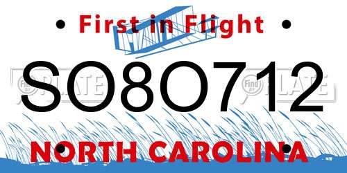 SO8O712 North Carolina License Plate