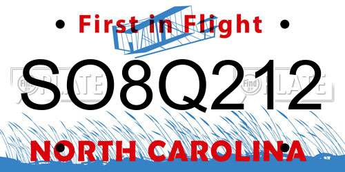 SO8Q212 North Carolina License Plate