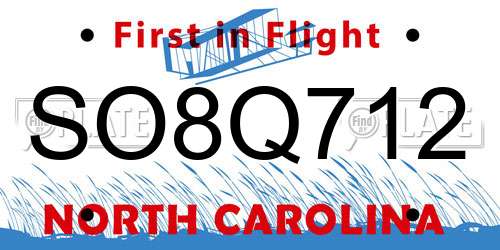 SO8Q712 North Carolina License Plate