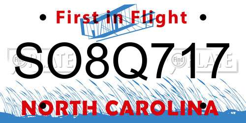 SO8Q717 North Carolina License Plate