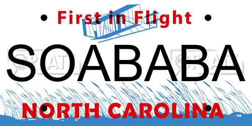 SOABABA North Carolina License Plate