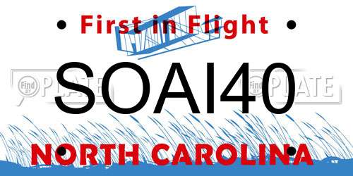 SOAI40 North Carolina License Plate