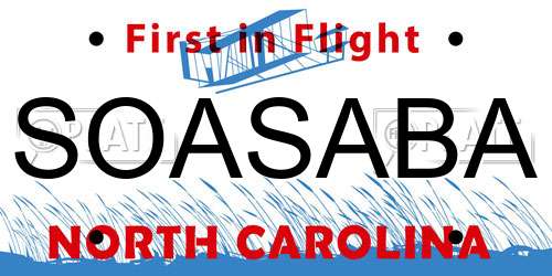 SOASABA North Carolina License Plate