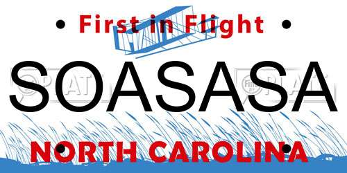SOASASA North Carolina License Plate