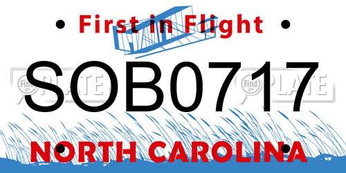 SOB0717 North Carolina License Plate