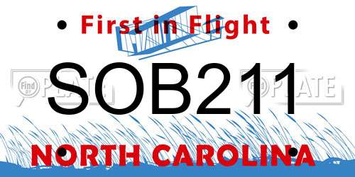 SOB211 North Carolina License Plate