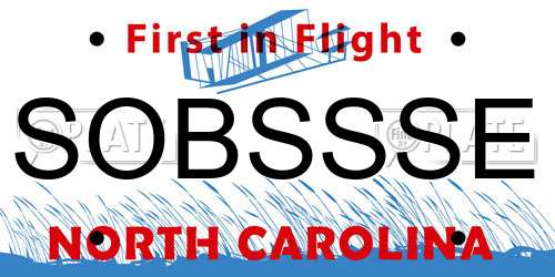 SOBSSSE North Carolina License Plate