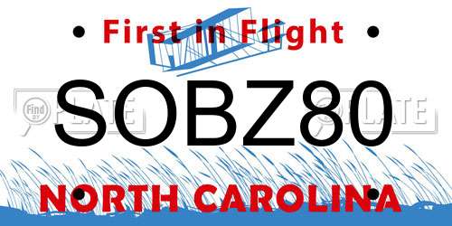 SOBZ80 North Carolina License Plate