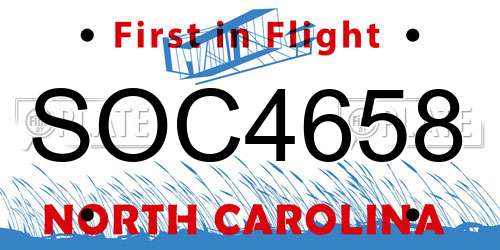 SOC4658 North Carolina License Plate