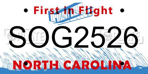 SOG2526 North Carolina License Plate