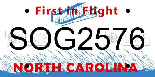 SOG2576 North Carolina License Plate
