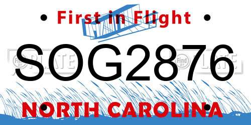 SOG2876 North Carolina License Plate