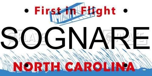 SOGNARE North Carolina License Plate