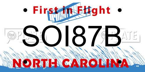SOI87B North Carolina License Plate