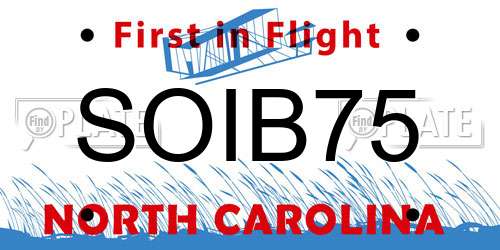 SOIB75 North Carolina License Plate