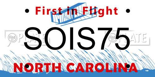 SOIS75 North Carolina License Plate