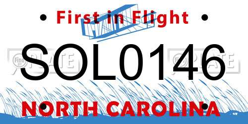 SOL0146 North Carolina License Plate