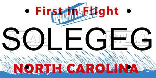 SOLEGEG North Carolina License Plate