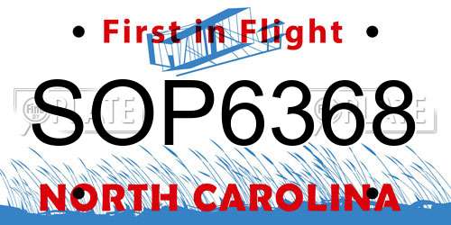 SOP6368 North Carolina License Plate