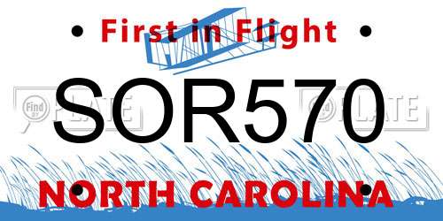 SOR570 North Carolina License Plate