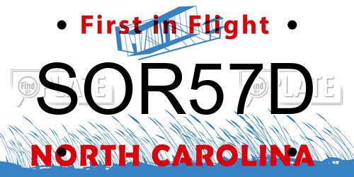 SOR57D North Carolina License Plate