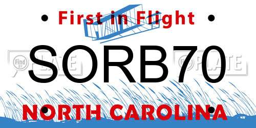 SORB70 North Carolina License Plate