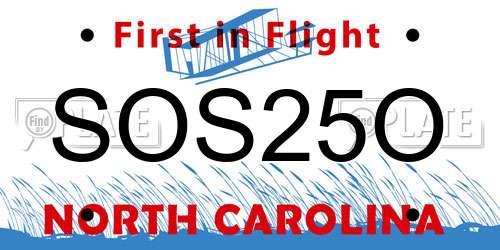 SOS25O North Carolina License Plate