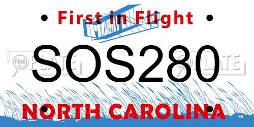 SOS280 North Carolina License Plate