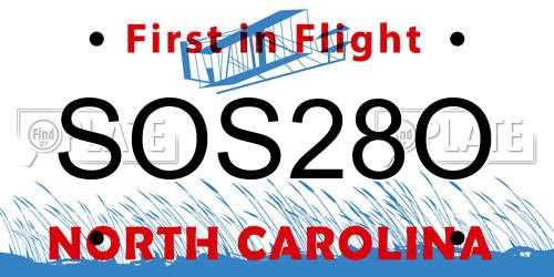 SOS28O North Carolina License Plate