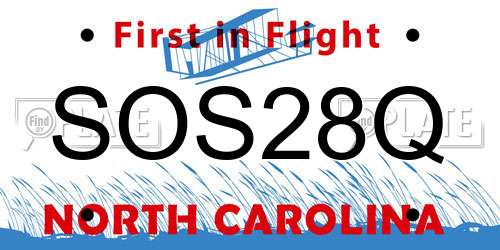 SOS28Q North Carolina License Plate