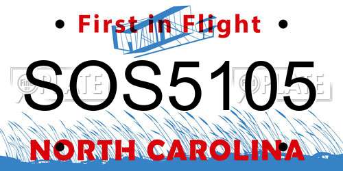 SOS5105 North Carolina License Plate