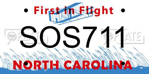 SOS711 North Carolina License Plate