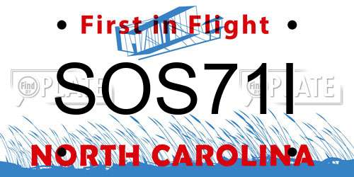SOS71I North Carolina License Plate