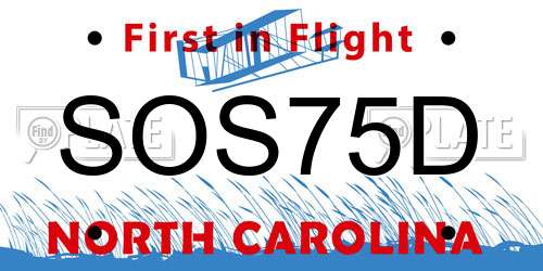 SOS75D North Carolina License Plate