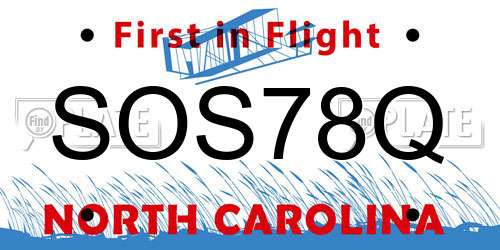 SOS78Q North Carolina License Plate