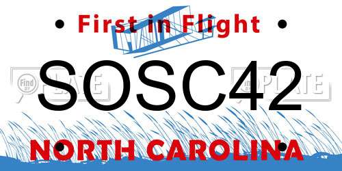 SOSC42 North Carolina License Plate