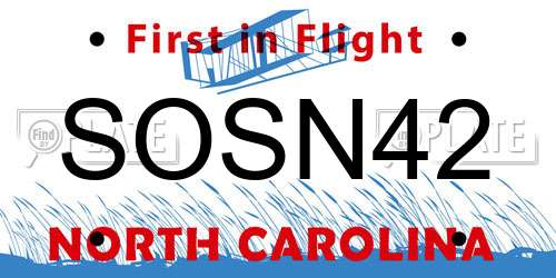 SOSN42 North Carolina License Plate