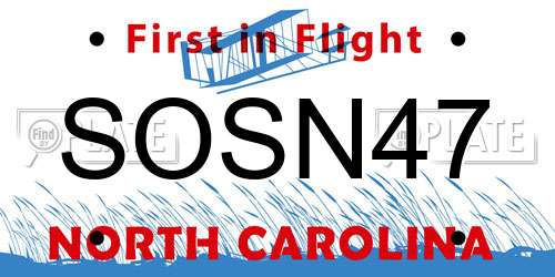 SOSN47 North Carolina License Plate